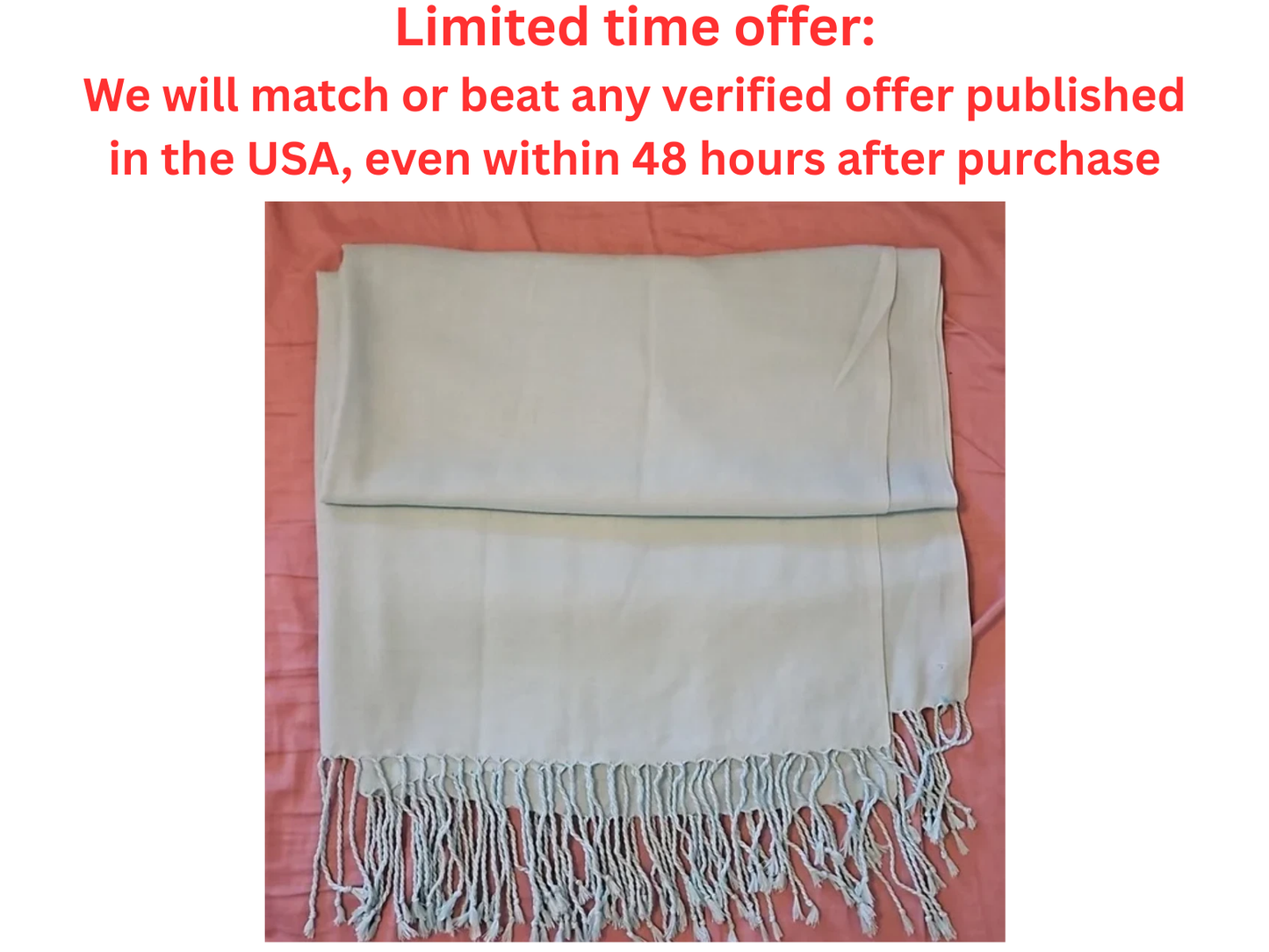 Light Green Pashmina Shawl 74"x31" Elegant Wrap for Perfect, Best Clearance Sale Y Pay More