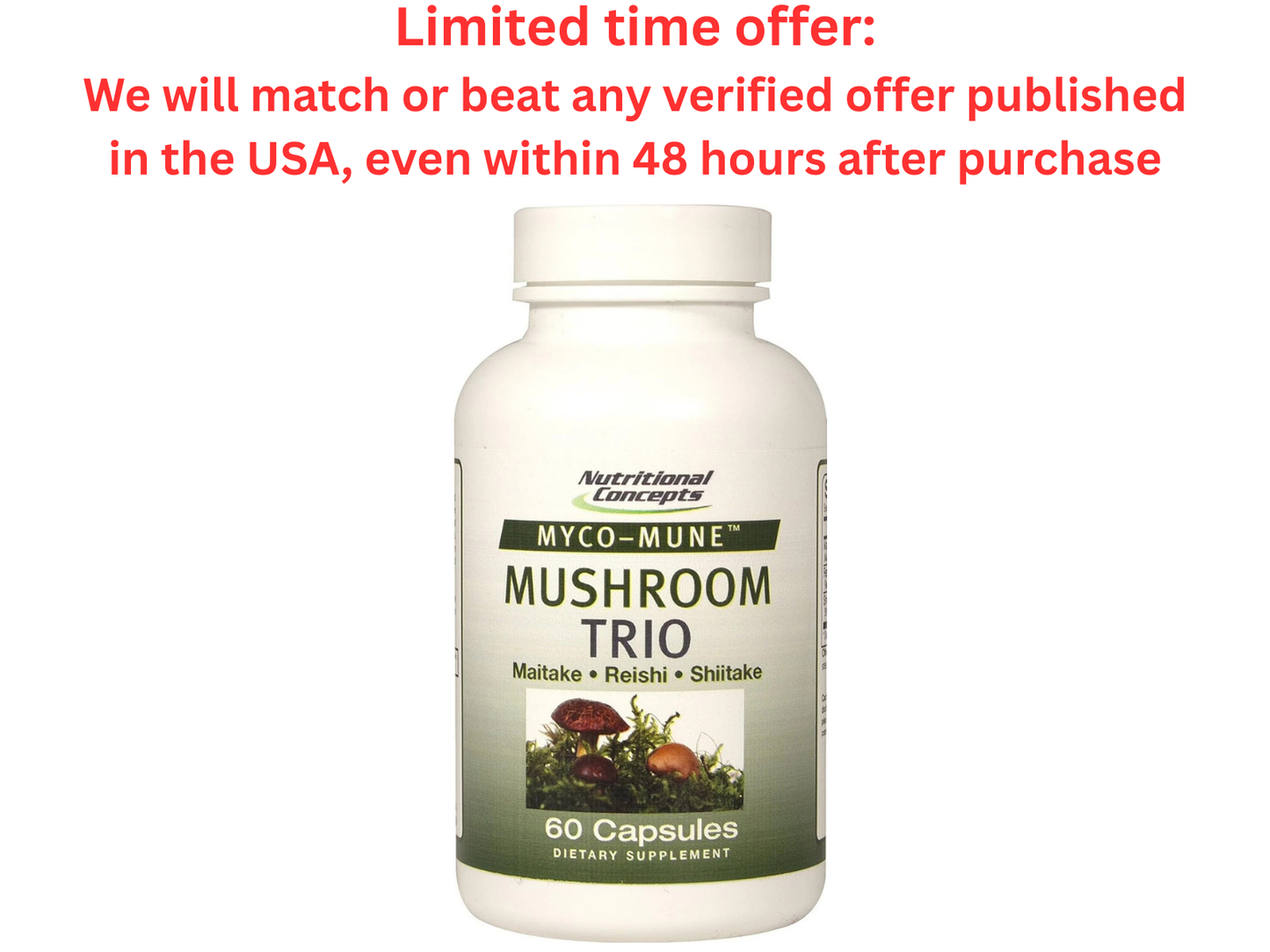 Myco-Mune Mushroom Trio, 60 Capsules | Immunity Gift | Best Clearance Sale Nutritional Concepts