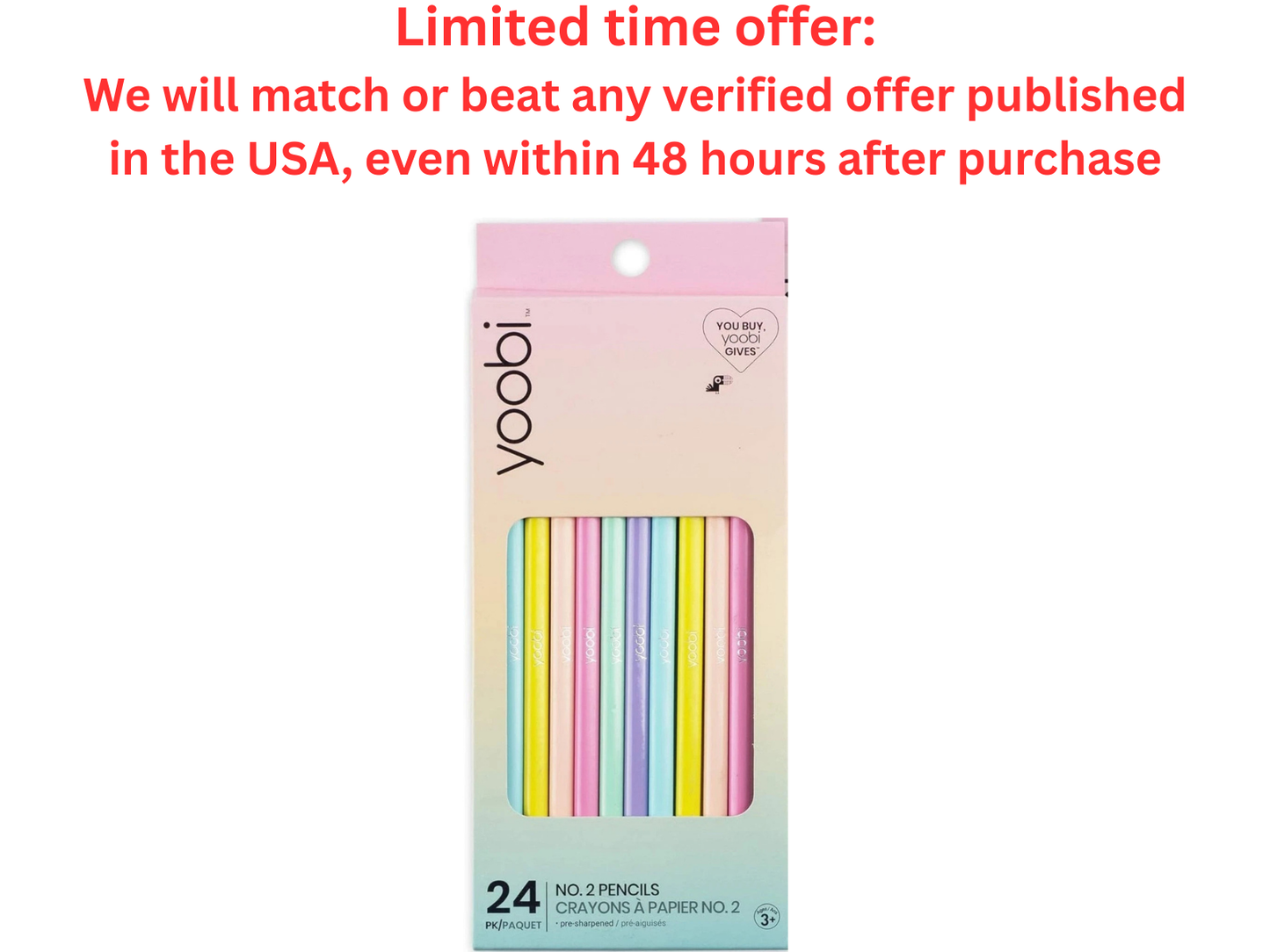 Yoobi #2 Pre-Sharpened Pencils, Pastel Colors, 24 Count - Best Clearance Sale Yoobi