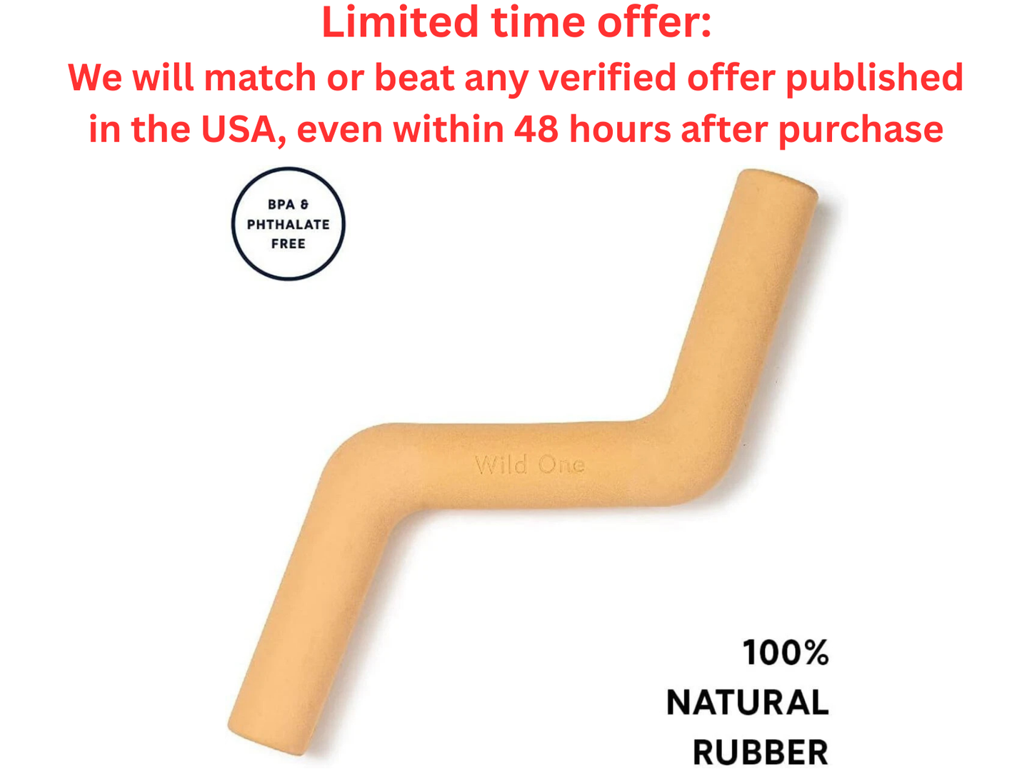 Wild One Bolt Bite Dog Toy Natural Rubber Chew Treat | Best Clearance Sale Wild One