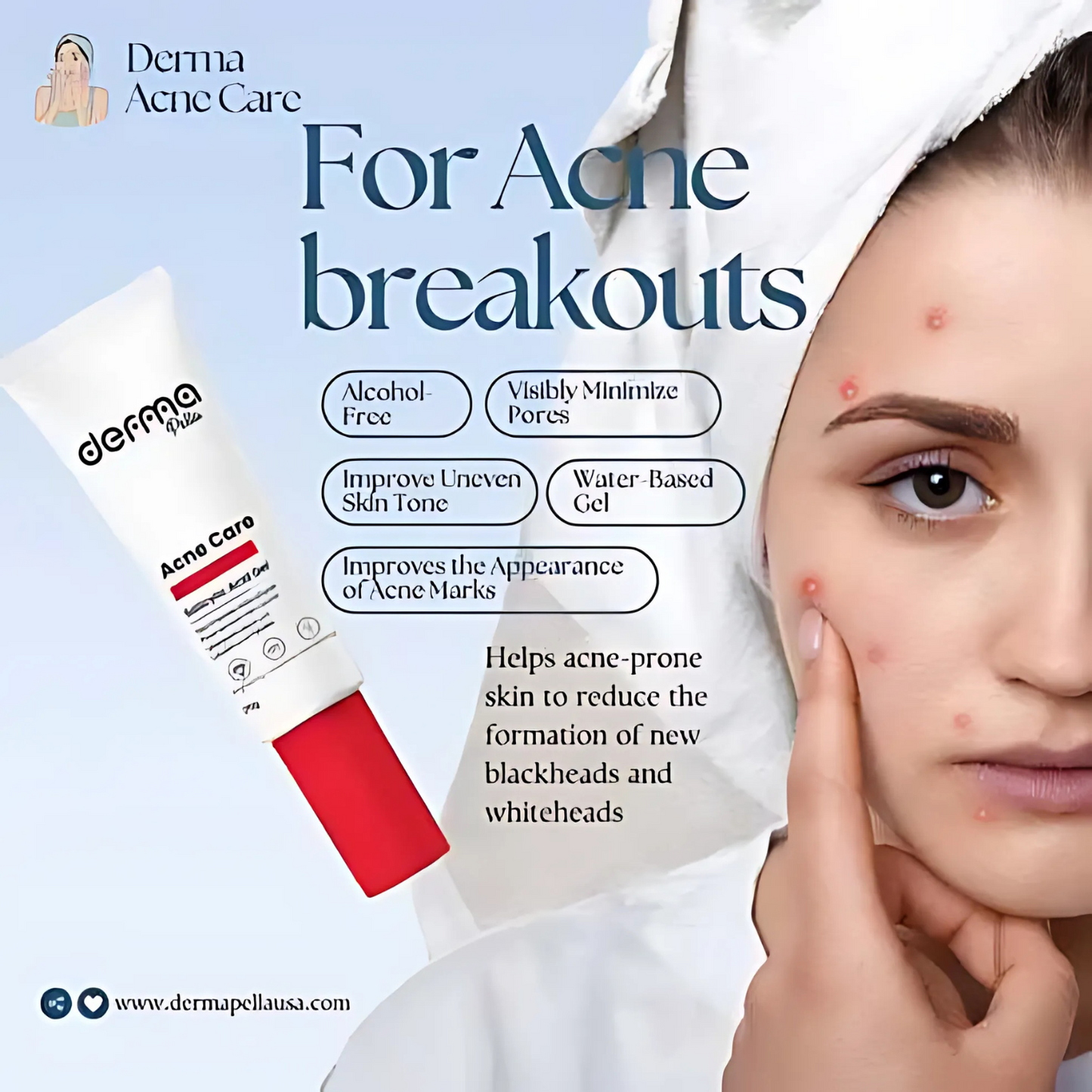 Derma Pella Acne Care Gel – Pore & Blemish Reduction | Skincare Gel | Clearance