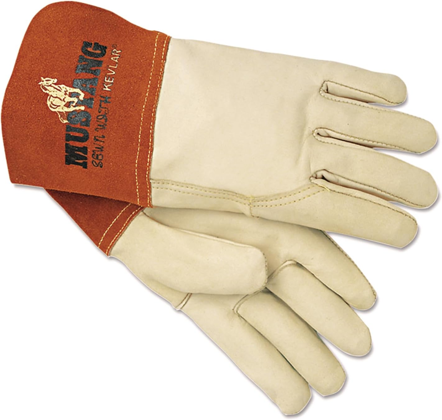 MCR Safety 4950L Mustang MIG/TIG Leather Welding Gloves - Large, White/Russet Y Pay More
