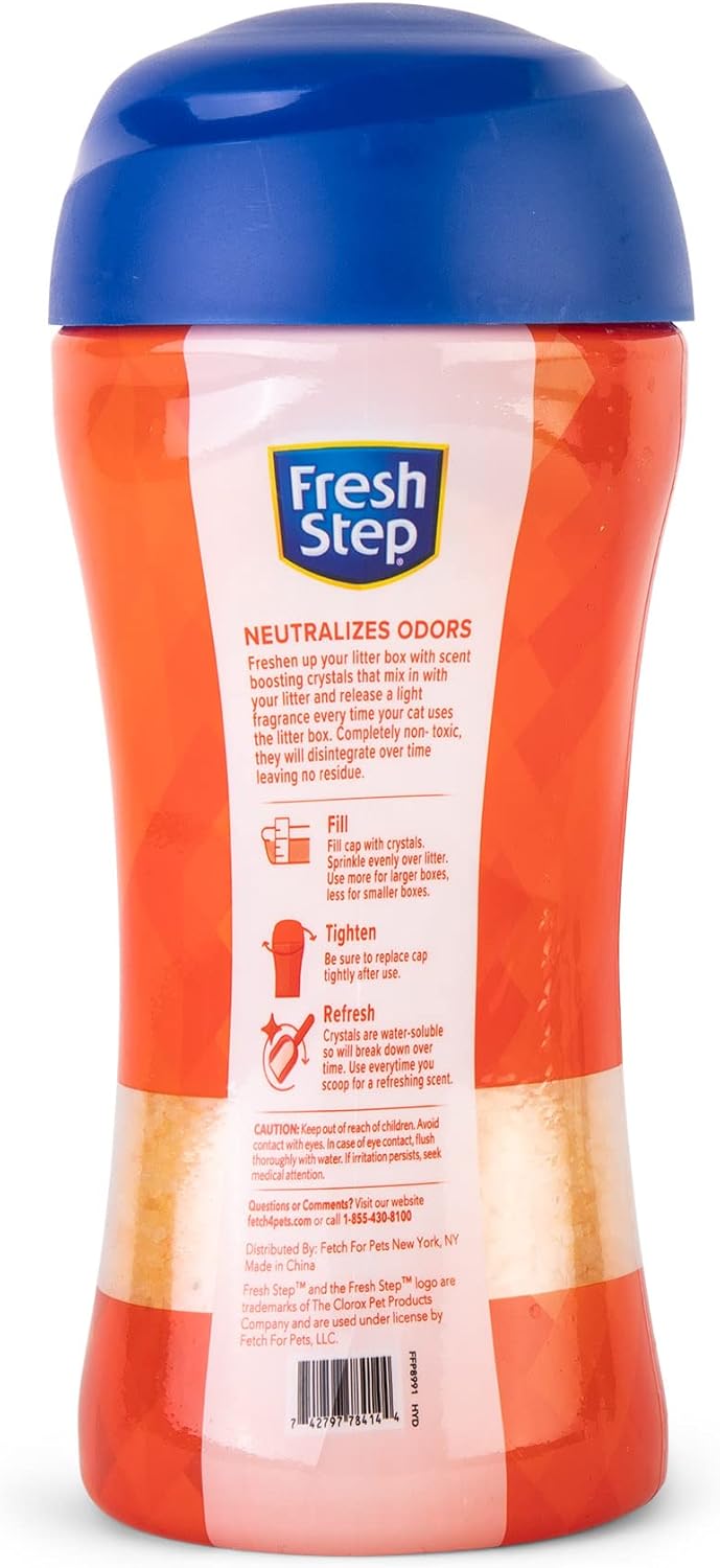 Fresh Step Cat Litter Crystals in Fresh Scent Cat Litter Box Deodorizer Combats Cat Odors and Neutralizes Smells to Keep Your Home Clean, 15 Ounces (Pack of 3) Y Pay More