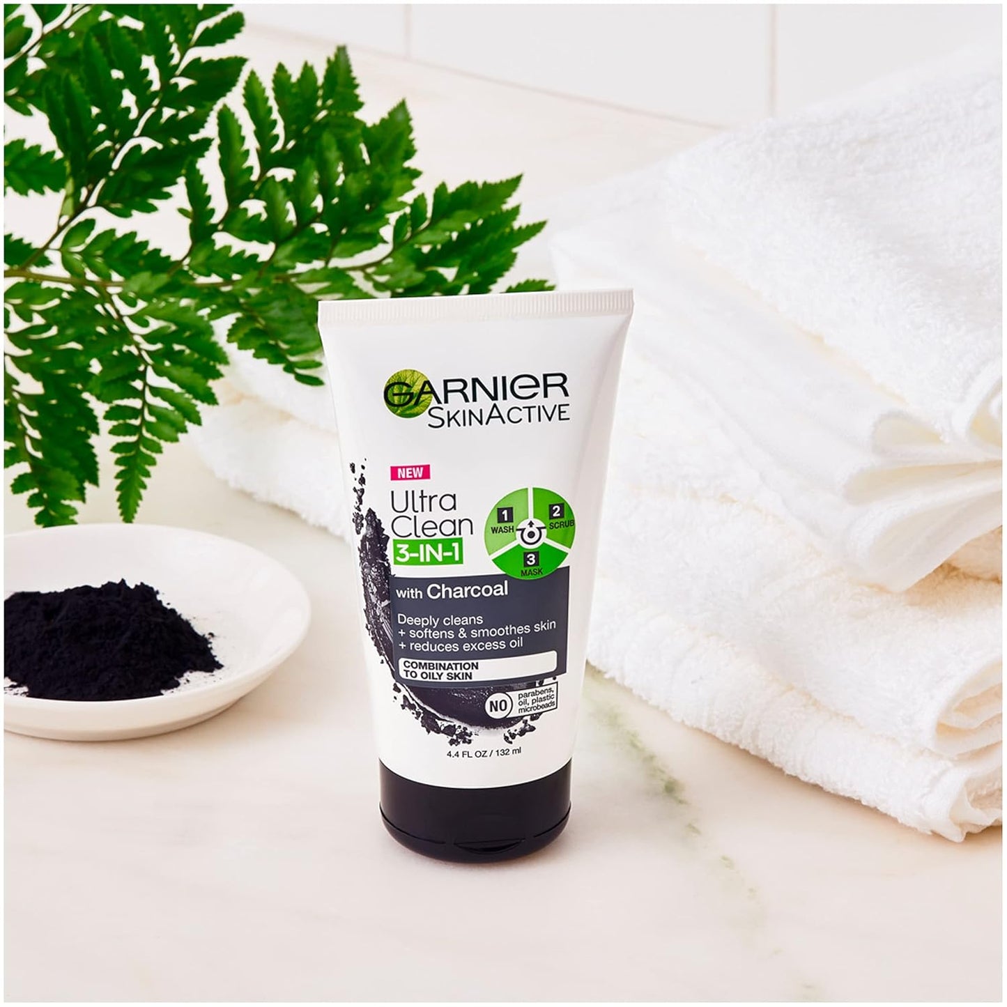 Garnier Charcoal 3-in-1 Face Wash, Scrub & Mask – 4.4 fl.oz, Memorial Day Sale Garnier