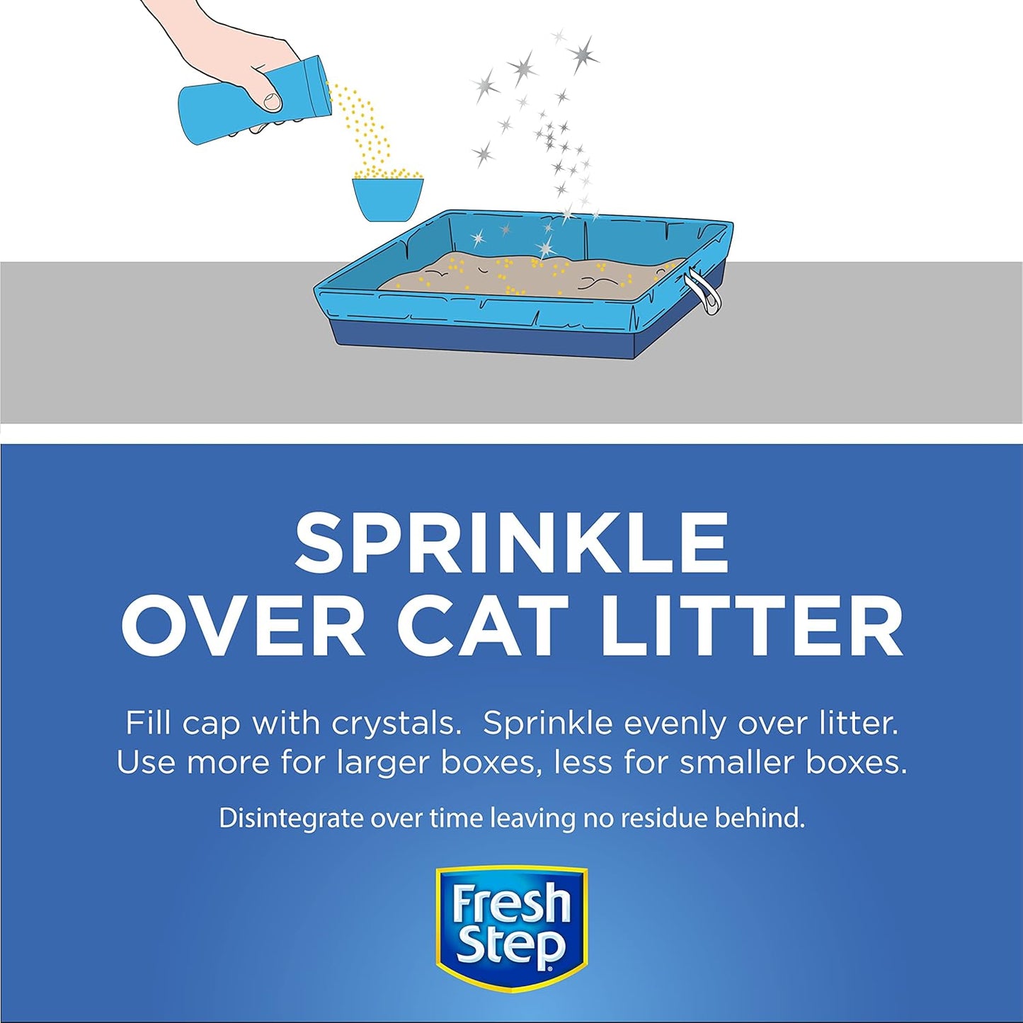 Fresh Step Cat Litter Crystals in Fresh Scent Cat Litter Box Deodorizer Combats Cat Odors and Neutralizes Smells to Keep Your Home Clean, 15 Ounces (Pack of 3) Y Pay More