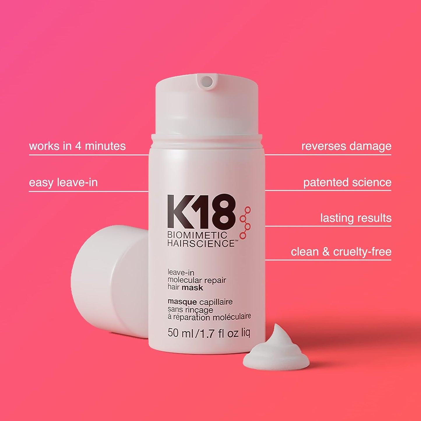 K18 Leave-In Molecular Hair Mask, Repairs Dry or Damaged Hair, Reverse Hair Damage from Bleach, Color, Chemical Services & Heat Y Pay More