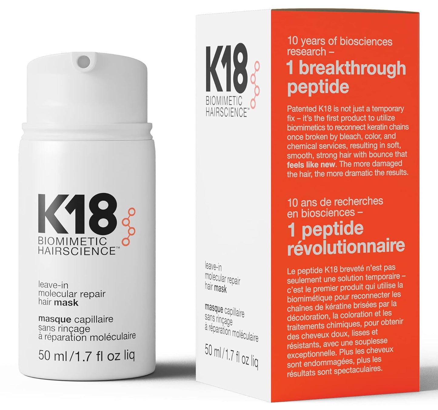 K18 Leave-In Molecular Hair Mask, Repairs Dry or Damaged Hair, Reverse Hair Damage from Bleach, Color, Chemical Services & Heat Y Pay More