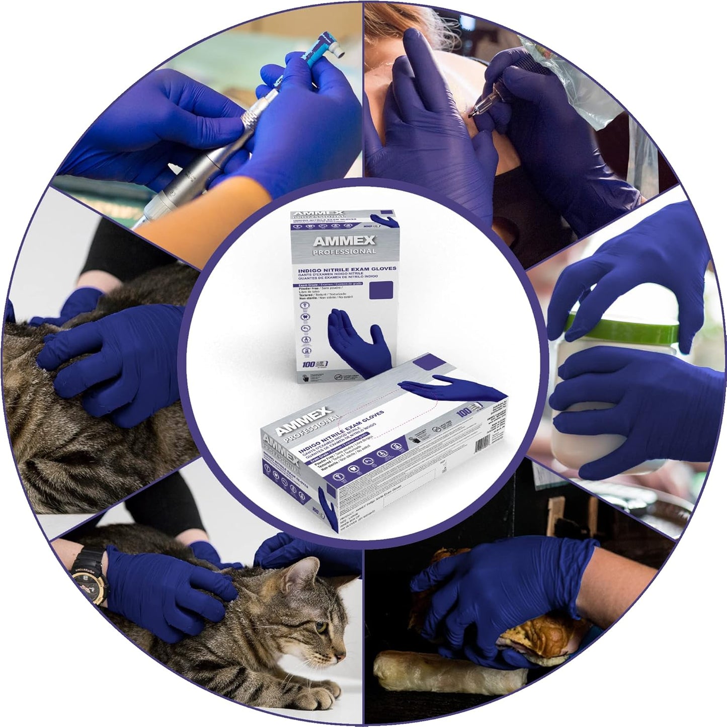 AMMEX Indigo Nitrile Gloves 100 Pcs Latex & Powder Free |Bset Clearance Sale AMMEX