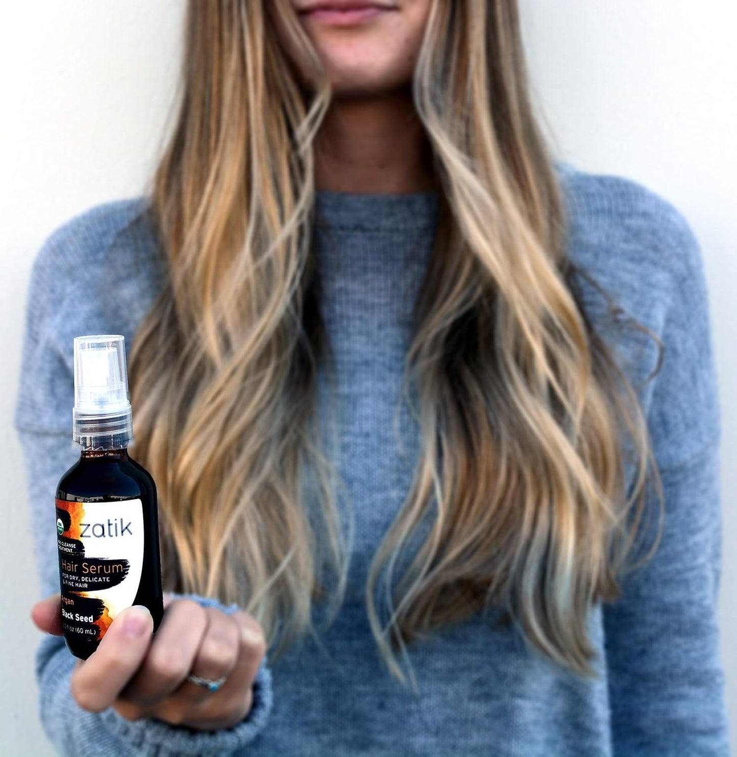 Zatik Naturals - Argan & Black Seed Organic Oil Blend For Curl enhancing, and Fine Hair Vegan Non GMO Gluten(2.0 fl oz, 60ml) Free Soy,Alcohol, pH Balanced Biodegradable Zatik