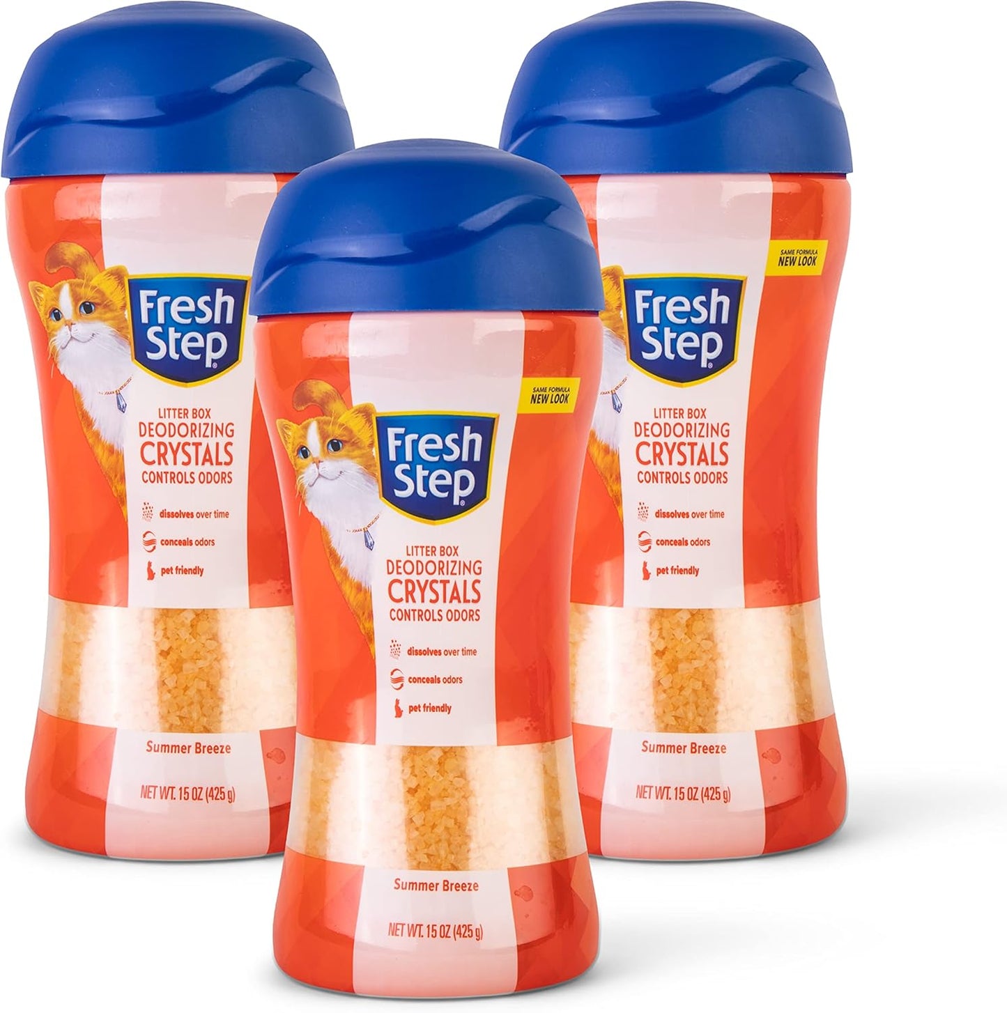 Fresh Step Cat Litter Crystals in Fresh Scent Cat Litter Box Deodorizer Combats Cat Odors and Neutralizes Smells to Keep Your Home Clean, 15 Ounces (Pack of 3) Y Pay More