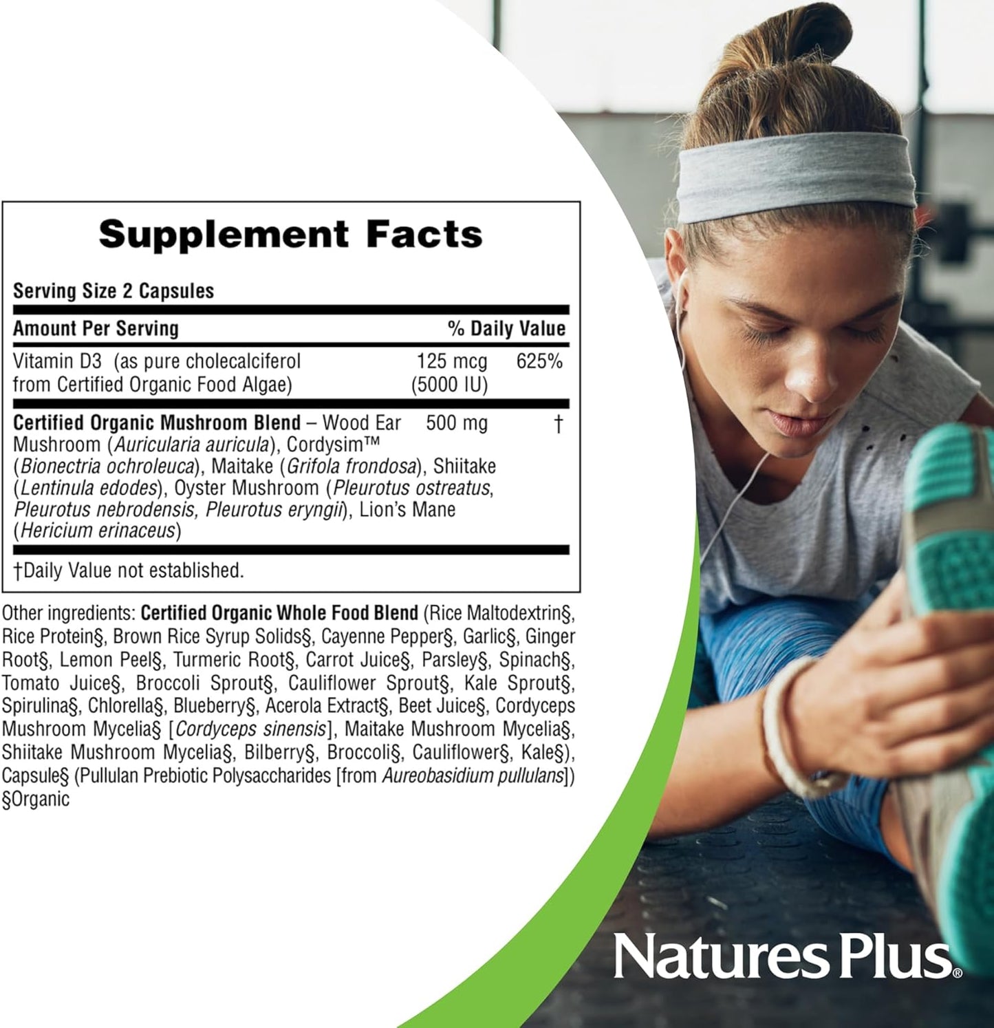 Natures Plus Source of Life Garden Vitamin D3-60 Vegan Capsules - Immune System Support - Certified Organic, Non-GMO, Gluten Free - 60 Total Servings Y Pay More