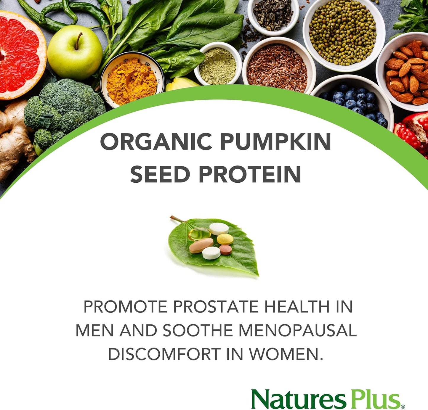 NaturesPlus Organic Pumpkin Seed Protein - .95 lbs Vegan Protein Powder - High Energy Protein Supplement, Promotes Prostate Health, Soothes Menstrual Discomfort - Vegetarian, Gluten-Free - 15 Servings Y Pay More