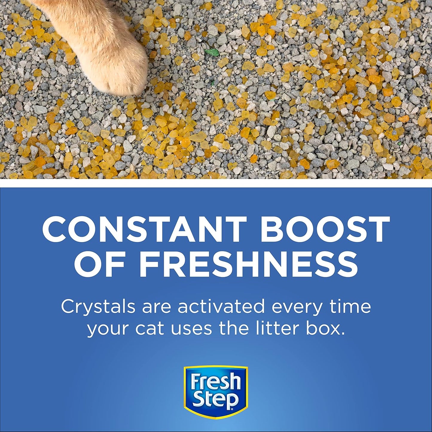 Fresh Step Cat Litter Crystals in Fresh Scent Cat Litter Box Deodorizer Combats Cat Odors and Neutralizes Smells to Keep Your Home Clean, 15 Ounces (Pack of 3) Y Pay More