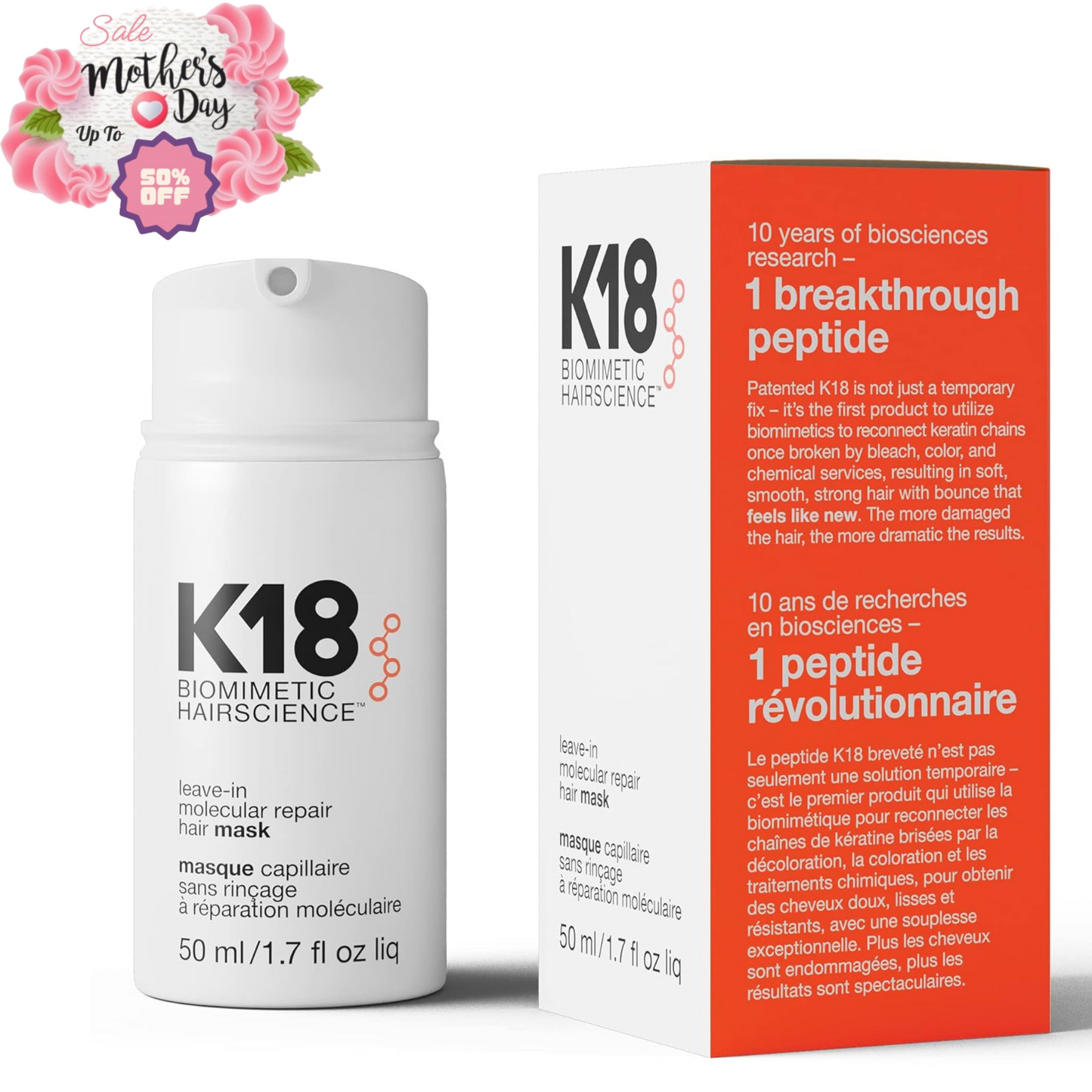 K18 Leave-In Hair Mask Repairs Dry & Bleached Hair | Perfect Mother's Day Gift K18 Hair