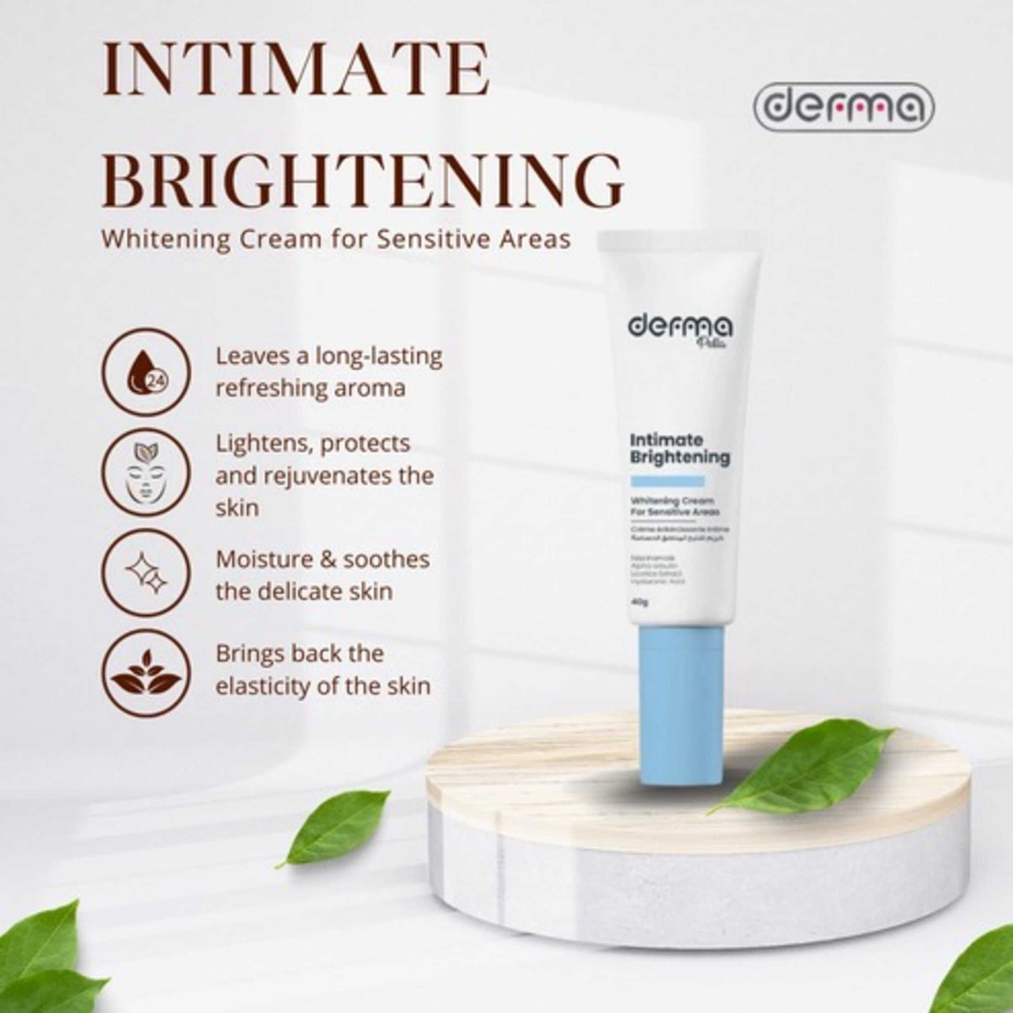 Derma Pella Intimate Brightening Cream - Night Cream Anti Aging - Intimate Cream for Sensitive Skin and Private Areas - Dead Sea Night Cream Derma Pella USA