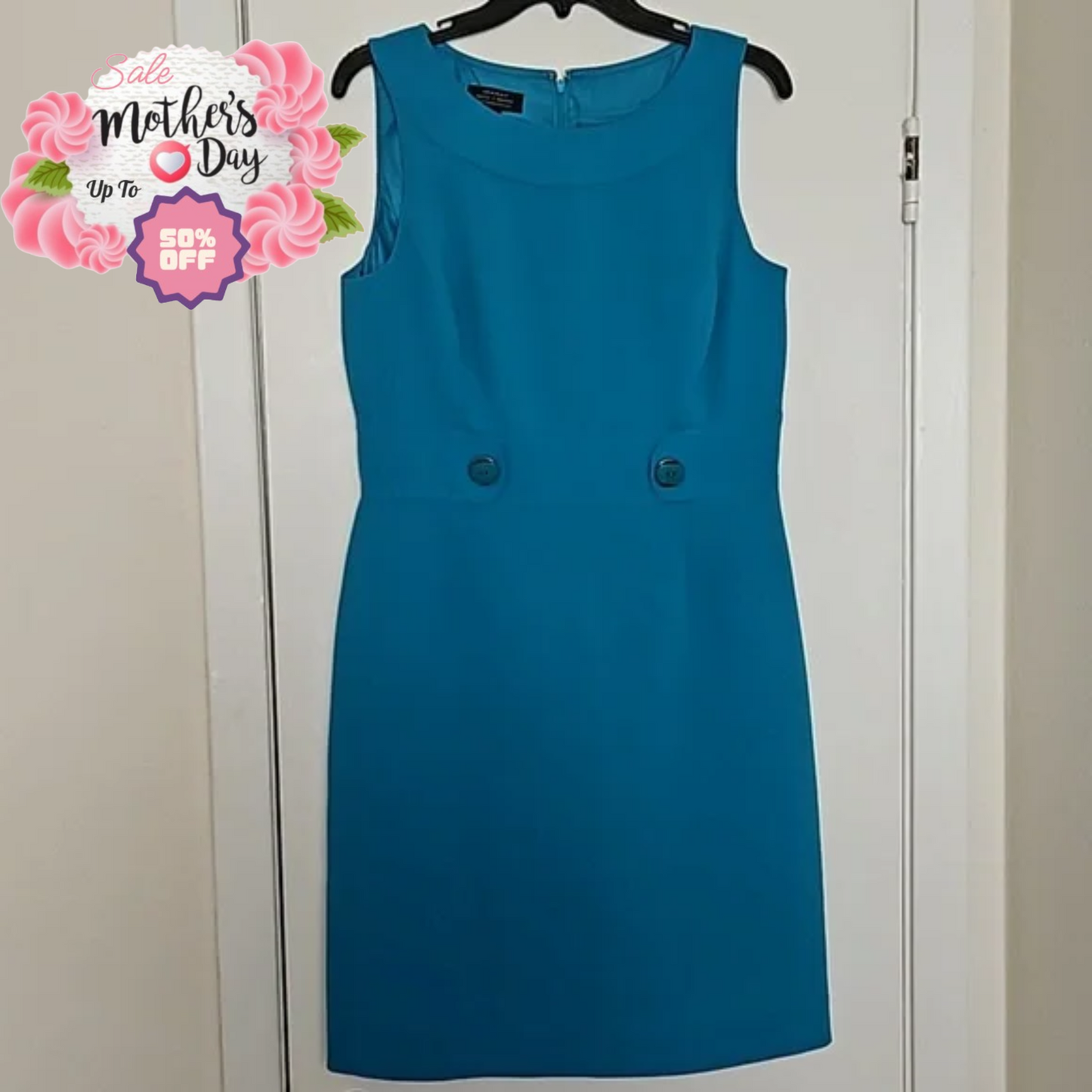 Tahari Arthur S. Levine Blue Dress 8P Sleeveless Fuly Lined 38" Mother's DayGift Tahari Arthur
