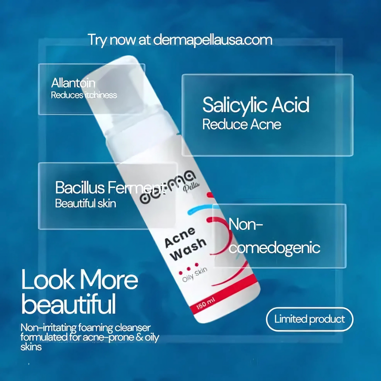 Derma Pella Acne Wash 150ml for Acne-Prone & Oily Skin Types |Skincare Clearance