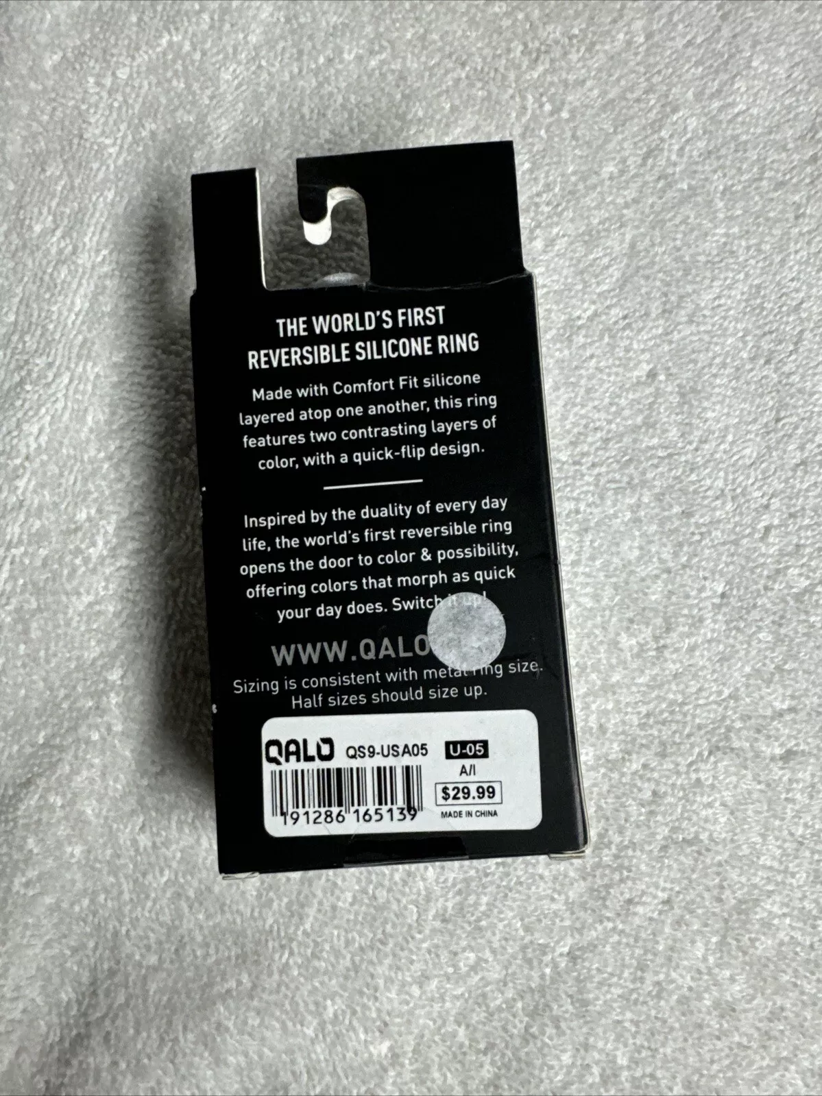 QALO Reversible Gray & Black Silicone Functional Ring Size 11 - Independence Day QALO