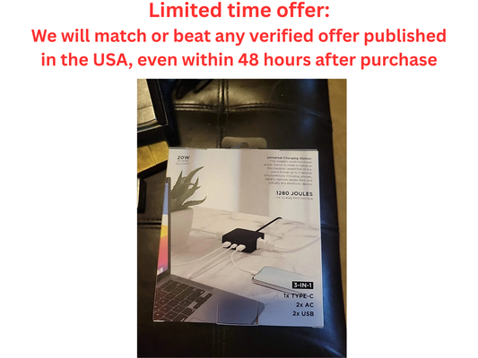 Limitless PowerPro 5-Device Black USB Charger, Type-C, AC Outlets + Cleaning Kit Limitless