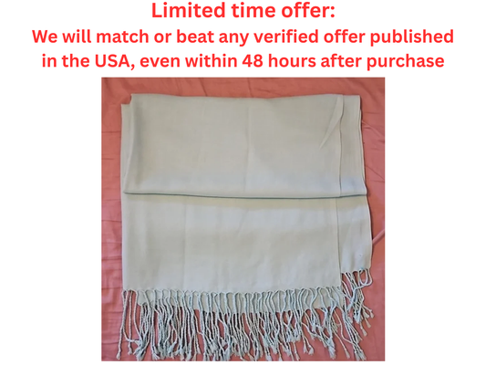 Light Green Pashmina Shawl 74"x31" Elegant Wrap for Perfect, Best Clearance Sale Y Pay More