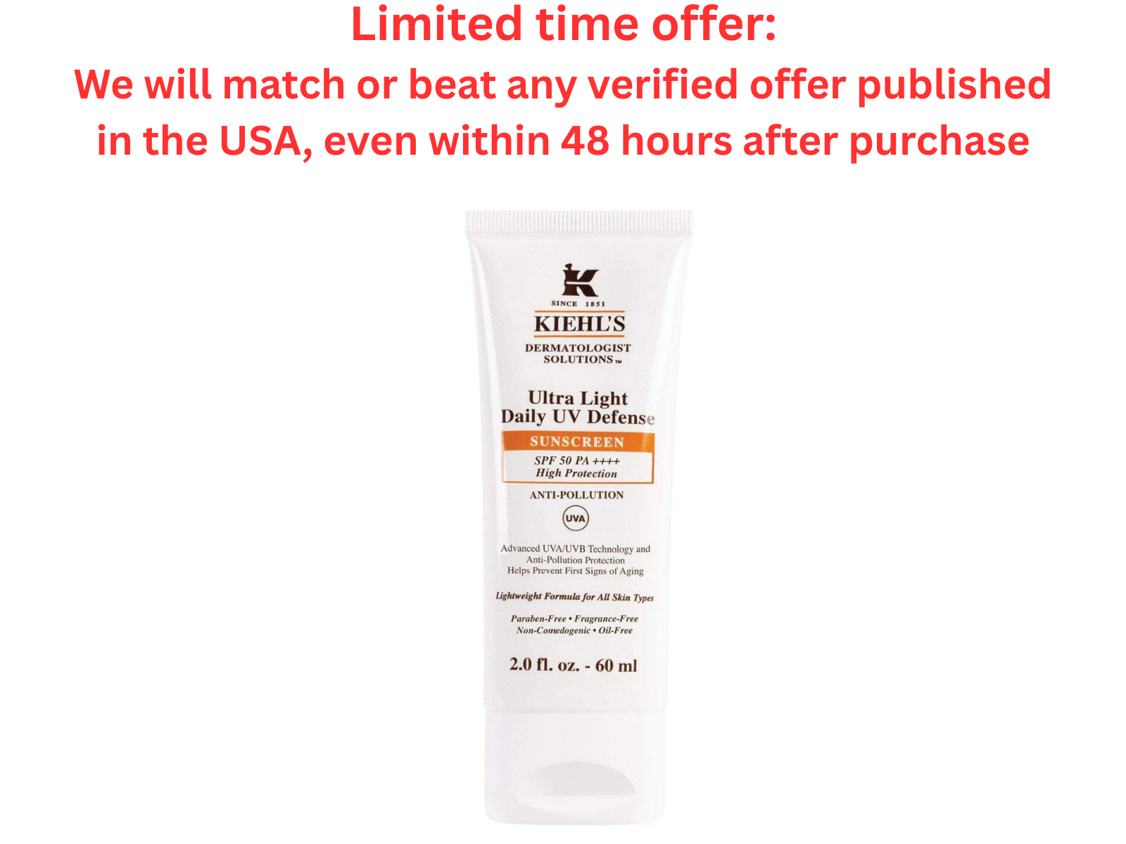 Kiehl's Ultra Light Sunscreen SPF 50 PA+++, 60ml | Best Clearance Sale Kiehl's
