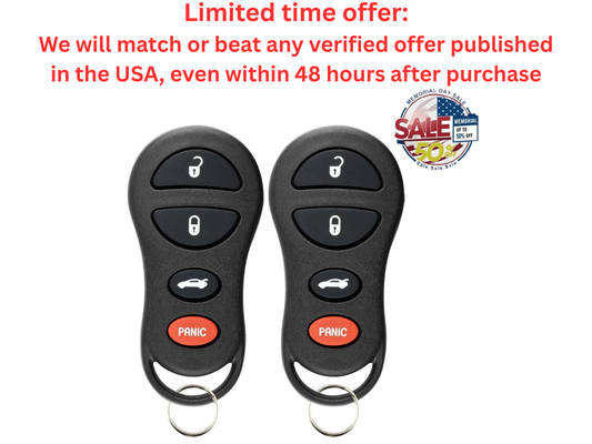 KeylessOption 4-Button Keyless Entry Remote Car Key Pack of 2 - Clearance Sale KeylessOption
