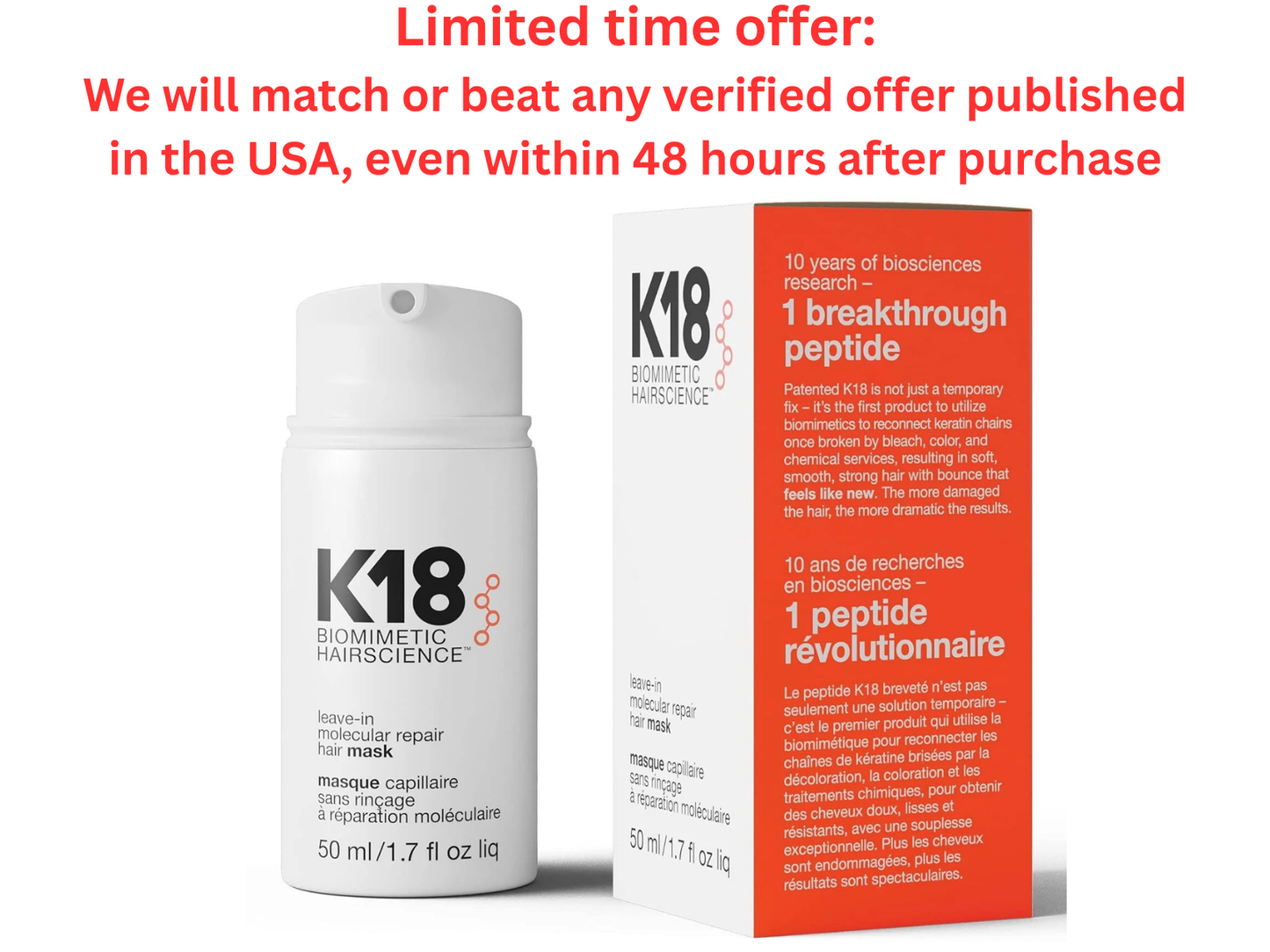 K18 Leave-In Hair Mask Repairs Dry & Bleached Hair | Best Clearance Sale K18 Hair