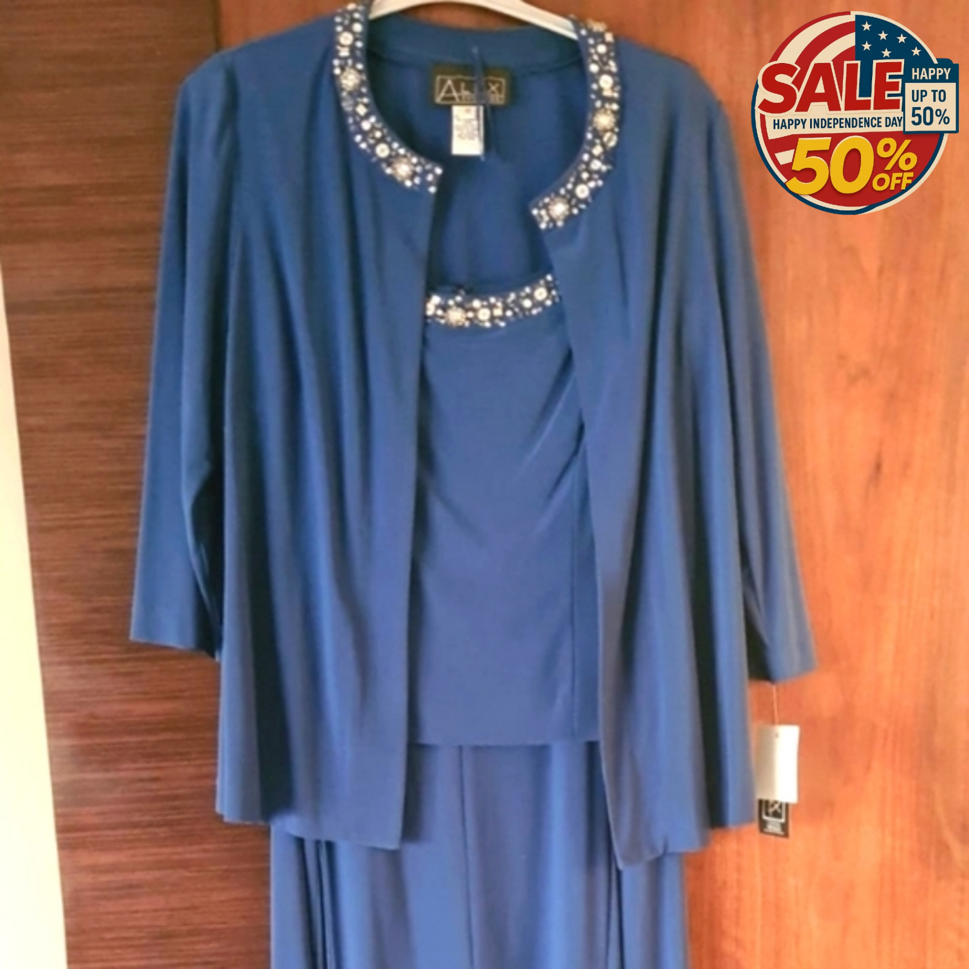 Alex Evenings 2-Piece Blue Dress, Size 10 Mother Bride | Happy Independence Day Y Pay More