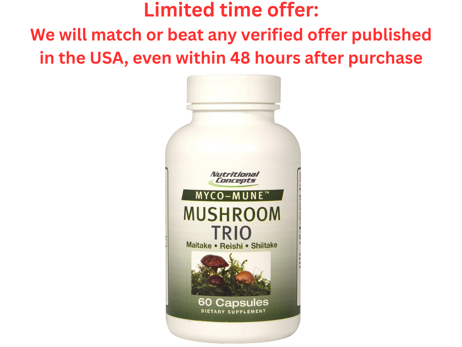 Myco-Mune Mushroom Trio, 60 Capsules | Immunity Gift | Best Clearance Sale Nutritional Concepts