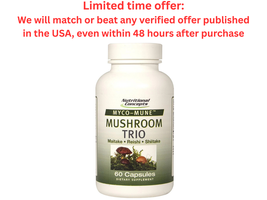 Myco-Mune Mushroom Trio, 60 Capsules | Immunity Gift | Best Clearance Sale Nutritional Concepts