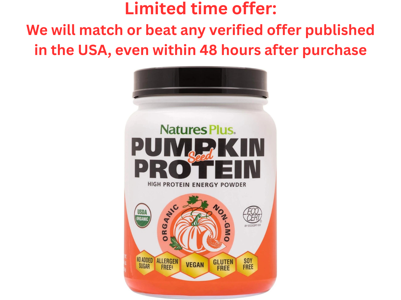 NaturesPlus Pumpkin Seed Protein Powder 0.95lb High Energy | Clearance Sale Natures Plus