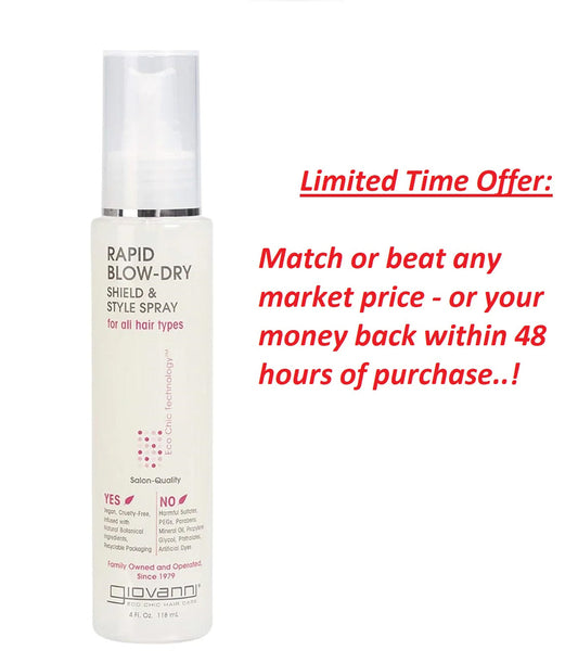 GIOVANNI Rapid Blow-Dry Spray – Shield & Style All Hair Types | Clearance Sale GIOVANNI