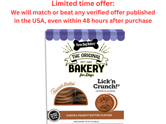 Three Dog Bakery Carob Peanut Butter Sandwich Cookies 13oz, Best Clearance Sale Three Dog Bakery