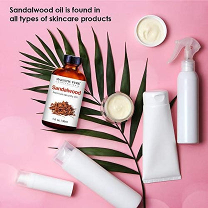 MAJESTIC PURE Sandalwood Essential Oil | 100% Pure and Natural Sandalwood Oil | Premium Grade Essential Oils for Hair Care, Home Diffusers, Skin, Aromatherapy, Massage and Humidifiers | 1 Fl Oz Y Pay More