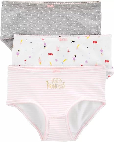 Carter's Big Girls' 3-Pack Stretch Cotton Panties 4-6 yrs Y Pay More