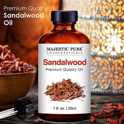 MAJESTIC PURE Sandalwood Essential Oil | 100% Pure and Natural Sandalwood Oil | Premium Grade Essential Oils for Hair Care, Home Diffusers, Skin, Aromatherapy, Massage and Humidifiers | 1 Fl Oz Y Pay More