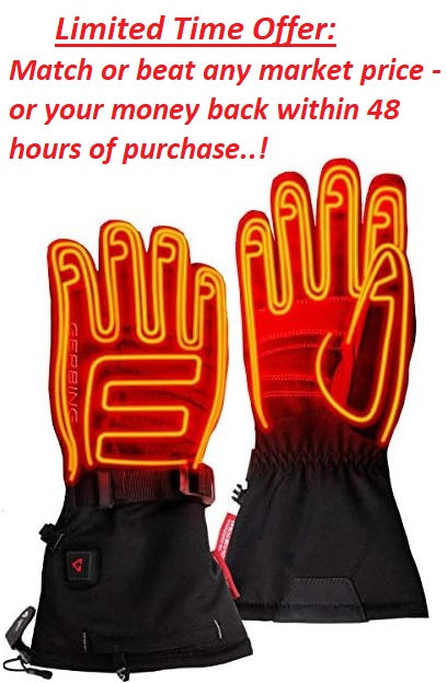 Gerbing 7V Women's S7 Battery Heated Gloves L-1 Pair TPC Cinch Strap Reflective Piping Gerbing