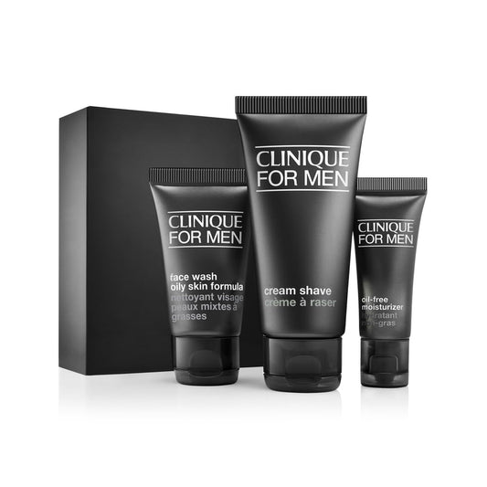 Clinique For Men Starter Kit Set For Daily Oil Control | Face Wash, Cream Shave + Mattifying Moisturizer Y Pay More