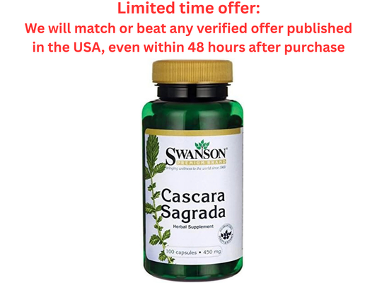 Swanson Cascara Sagrada 450mg, 100 Capsules | Best Clearance Sale Swanson