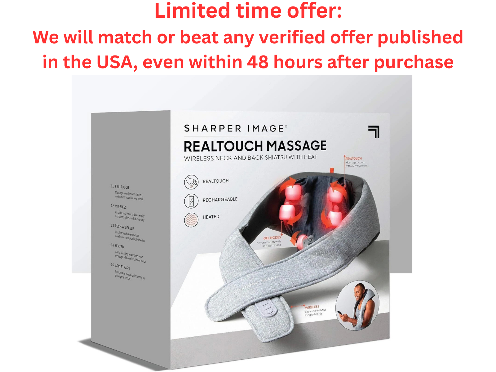 Sharper Image Shiatsu Massager with Heat – Sore Muscles | Best Clearance Sale Sharper Image