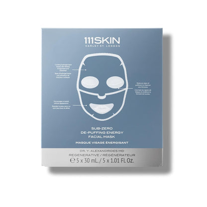 111SKIN Sub-Zero De-Puffing Energy Facial Mask | Fragrance Free | Tighten, De-Puff & Refresh | Peptides & Caffeine | Set of 5 (1 oz each) Y Pay More