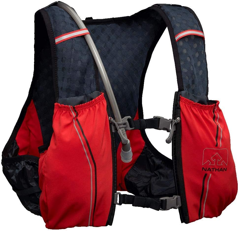 Nathan Hydration Vest Pack for Men/Women 4L. Runner’s Vest with 1.5L Swift/Swiftra Bladder Included. Adaptive Fit Backpack OSFM. Storage Pockets/Pouches. No Bounce, Chafe-Free. Y Pay More