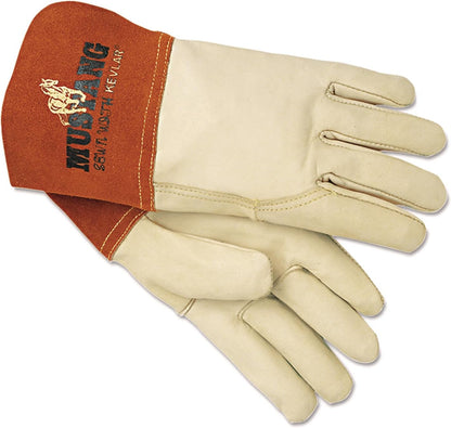 MCR Safety 4950L Mustang MIG/TIG Leather Welding Gloves - Large, White/Russet Y Pay More