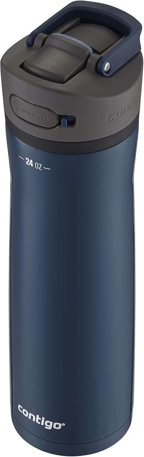 Contigo Ashland Chill 24oz Stainless Steel Water Bottle with Leakproof Lid & Straw, Smart Temperature Technology Keeps Beverages Hot and Cold, Ideal for Travel, Work, School - Silver Finish Y Pay More