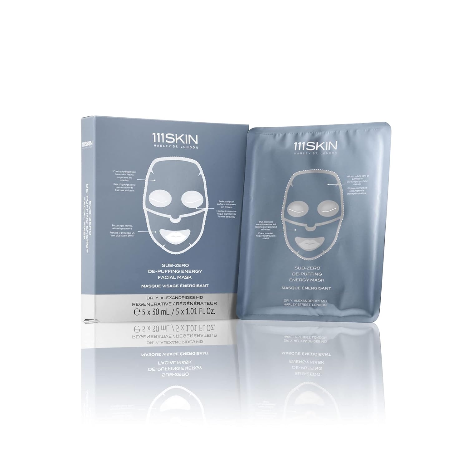 111SKIN Sub-Zero De-Puffing Energy Facial Mask | Fragrance Free | Tighten, De-Puff & Refresh | Peptides & Caffeine | Set of 5 (1 oz each) Y Pay More