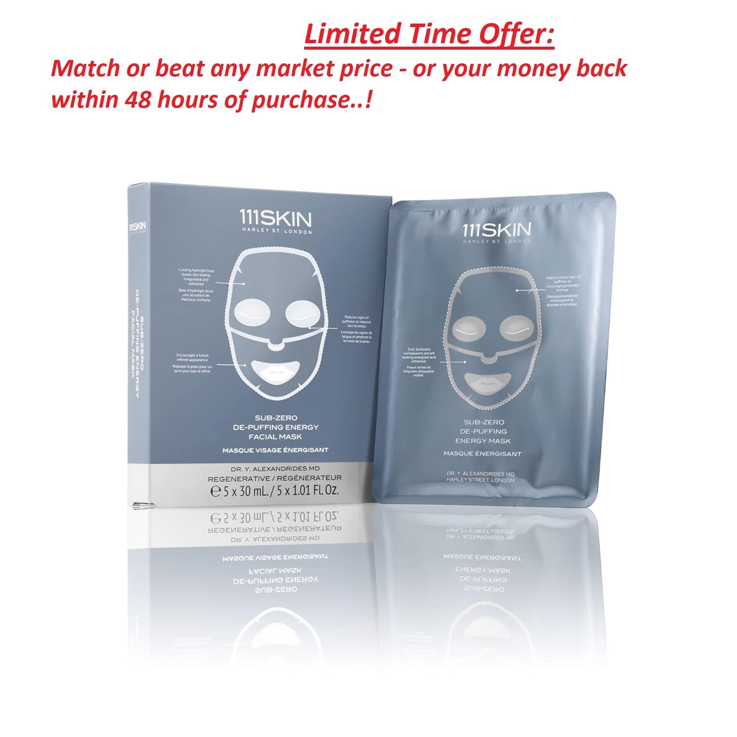 111SKIN Sub-Zero De-Puffing Facial Masks Set of 5 | Best Clearance Sale Y Pay More
