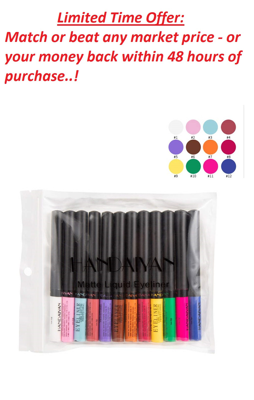 12 Colors Matte Liquid Eyeliner Set Waterproof & Smudgeproof - Clearance Sale Emirde