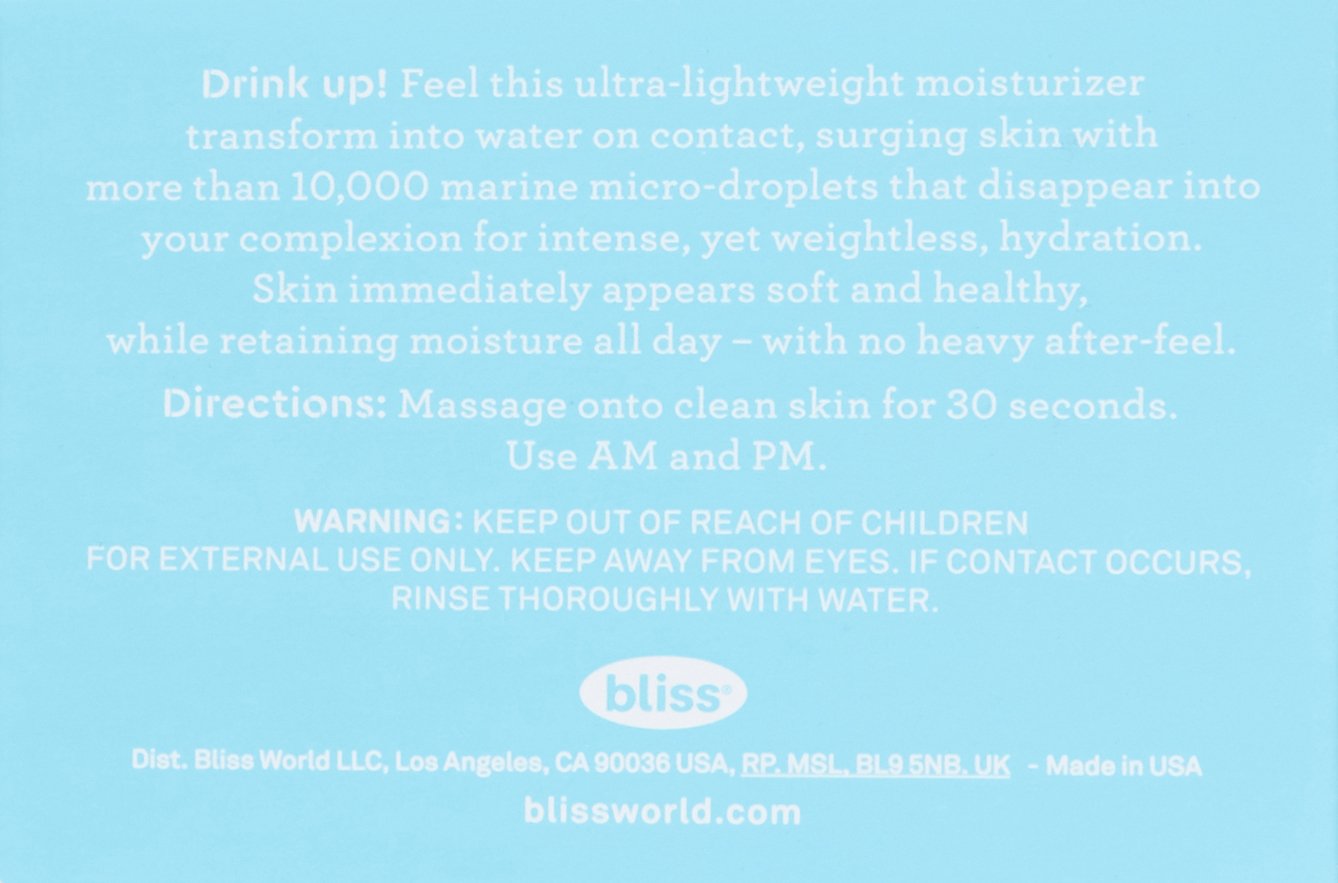 bliss Drench and Quench Cream-To-Water Daily Moisturizer and Hydrating Skin Cream for Balancing and Brightening, Vegan Formula, 1.7 Ounce Y Pay More