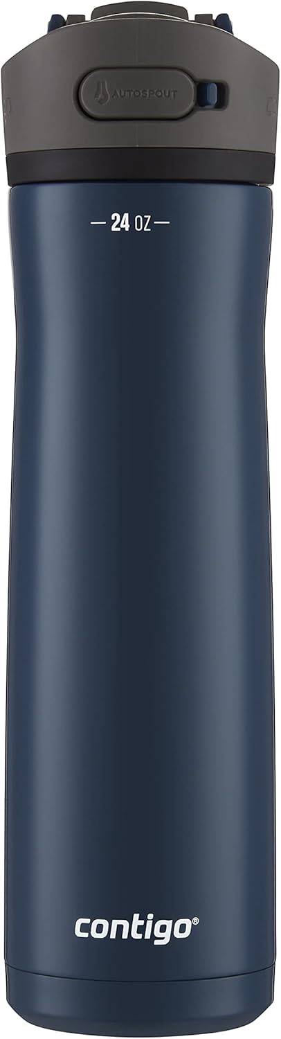 Contigo Ashland Chill 24oz Stainless Steel Water Bottle with Leakproof Lid & Straw, Smart Temperature Technology Keeps Beverages Hot and Cold, Ideal for Travel, Work, School - Silver Finish Y Pay More