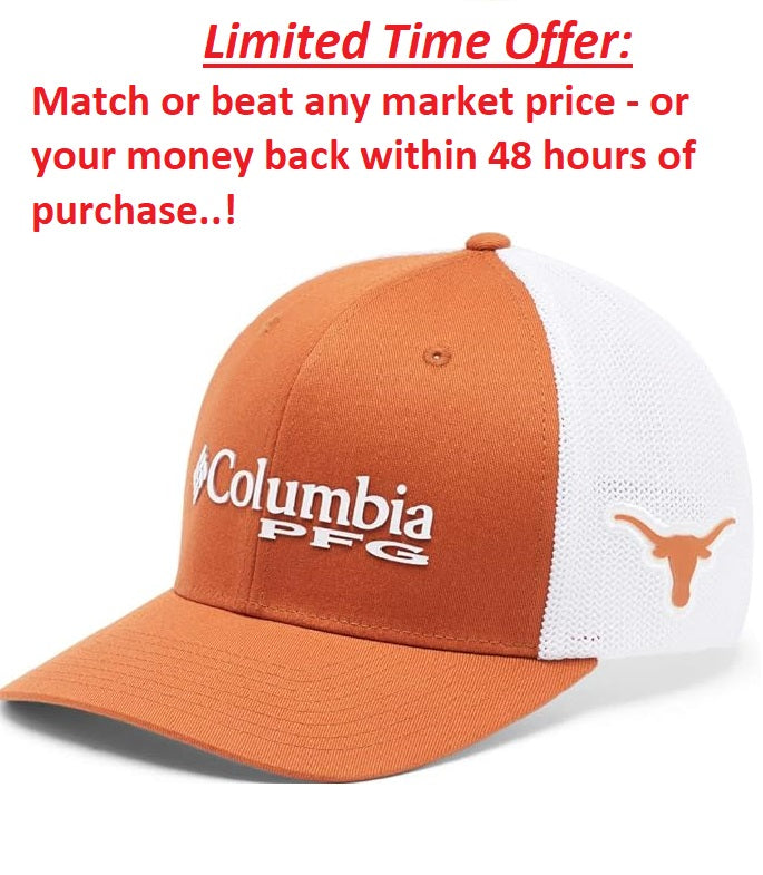 Columbia Unisex Collegiate Mesh Ball Cap Tex - Orange, S/M - Clearance Sale Columbia